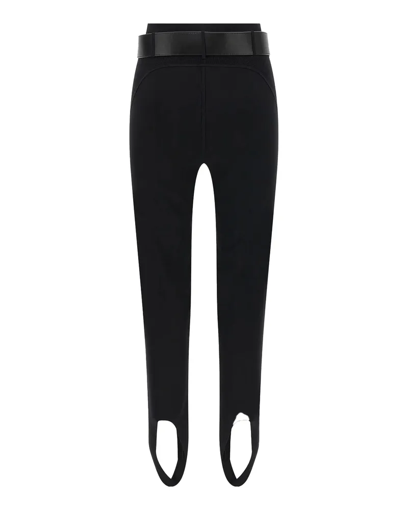 Self-Portrait Women's Stretch Jersey Leggings With Belt Black Trousers Black