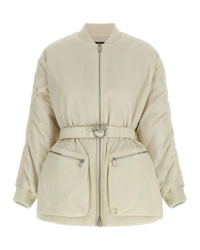 Pinko Women's Winter Jacket White Nylon Apparel Outwear Cream