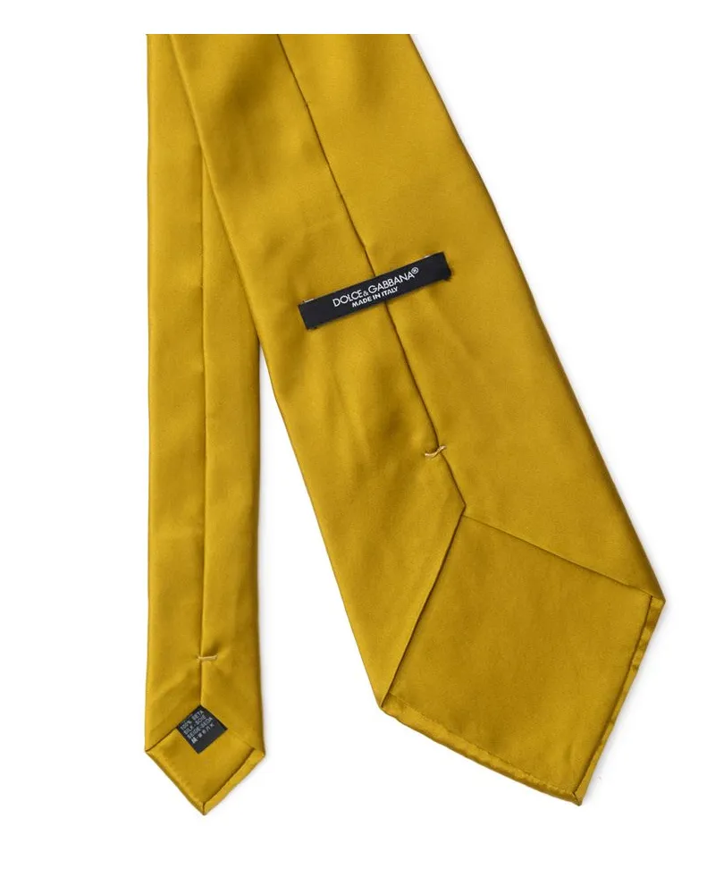 Dolce & Gabbana Men's Yellow Silk Tie Yellow