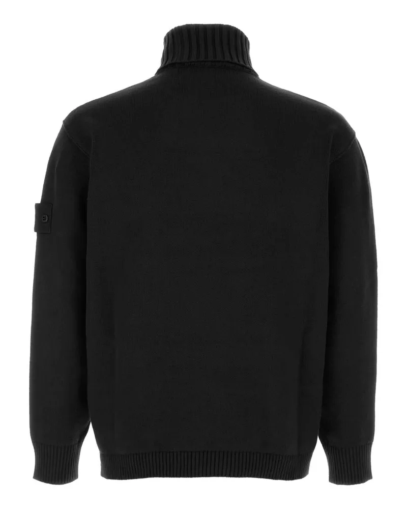 Stone Island Cotton Elastane Turtleneck Sweater — Black Black