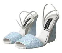 Sequin Ankle Strap Heel Sandal — Blue