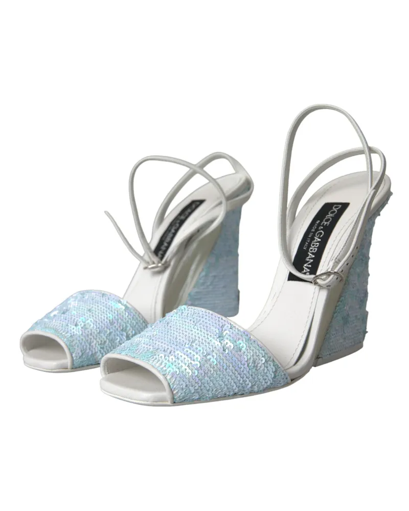 Dolce & Gabbana Women's Light Blue Sequin Ankle Strap Sandals Shoes Polyester Blue