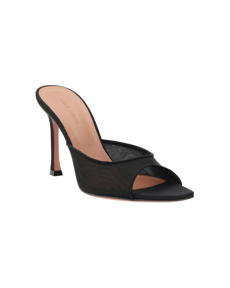 Amina Muaddi Women's Black Nylon Stiletto Heel Sandals Black