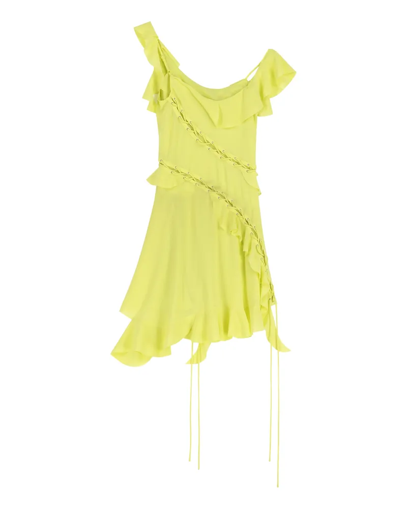 Acne Studios Women's Green Frill Lace-Up Dress Polyester Yellow