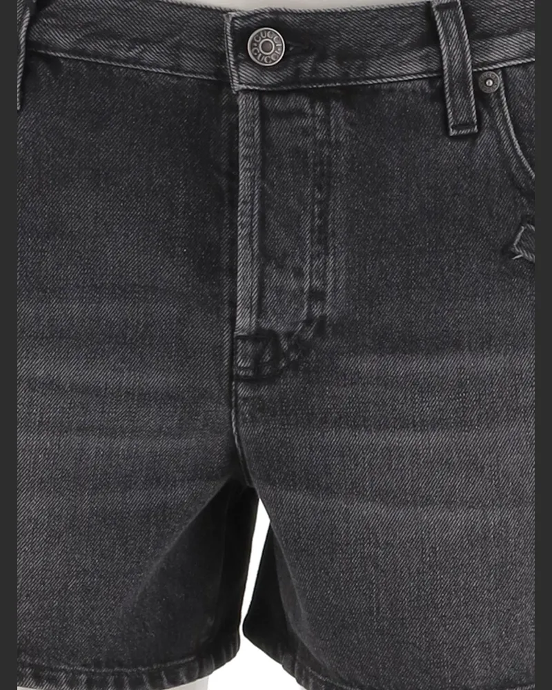 Gucci Women's Jeans Short Cotton Denim Dark Grey Gray