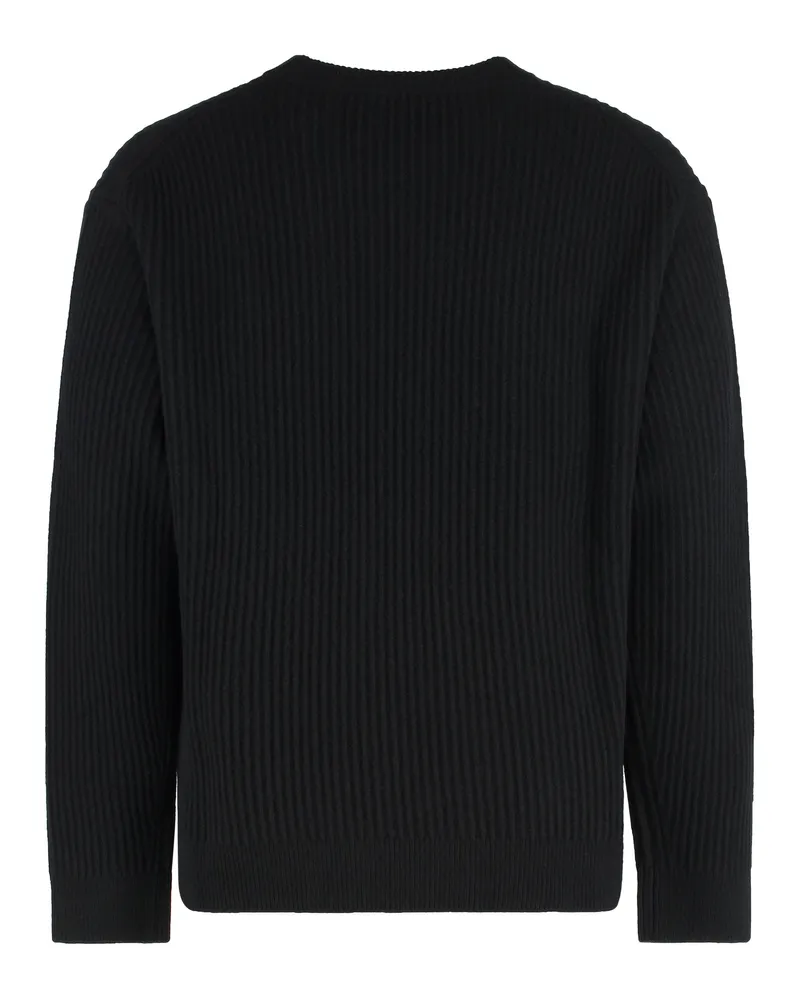 Kitsuné Men's Ribbed Wool Sweater Black Sweatshirts Black