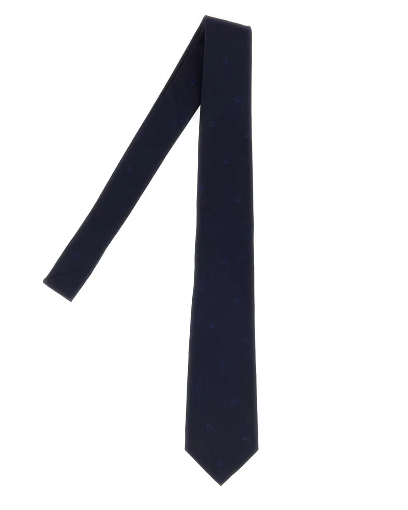 Gucci Men's Midnight Blue Jacquard Tie Midnightblue Silk Fabric Cravatte E Papillon Ties Navy