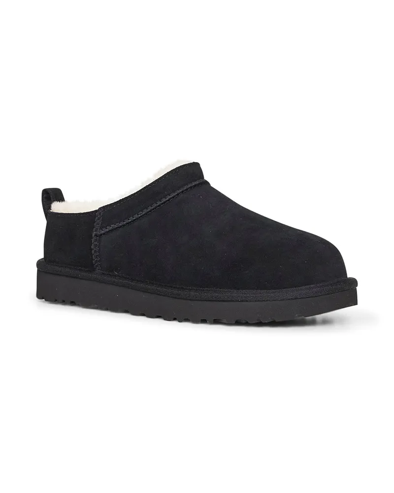 UGG Women's Mules Classic Micro Black Calf Leather Sandal Black