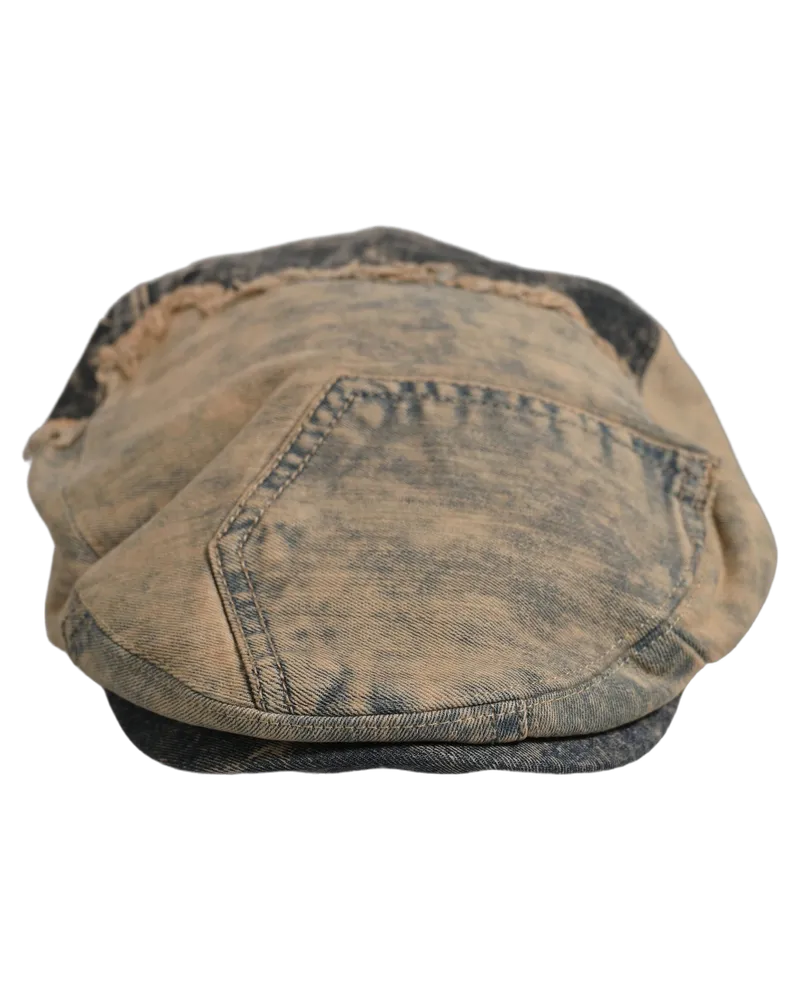 Dolce & Gabbana Men's Brown Cotton Denim Newsboy Capello Cabbie Hat Brown