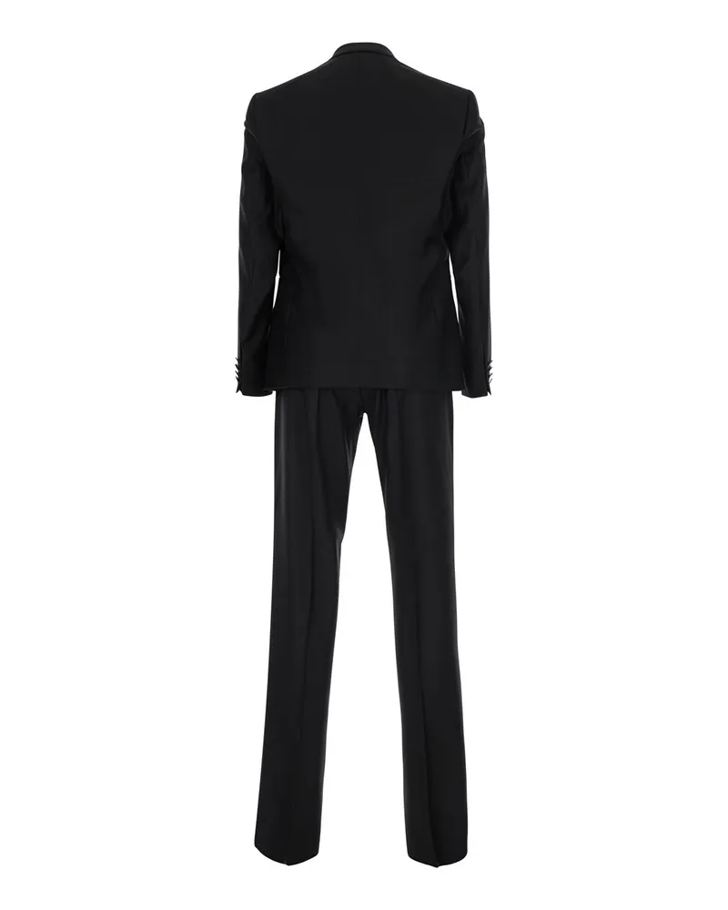 Emporio Armani Men's Smoking Suit Silk-Wool Blend Black Suits Black