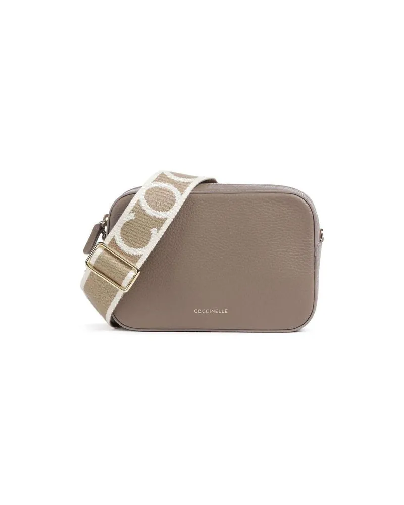 Coccinelle Women's Mini Crossbody Bag Warm Taupe Cowhide | Ribbon: Polyester - Crossbody-Bags Taupe