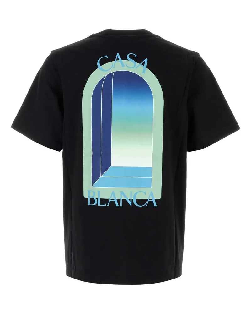 Casablanca Paris Men's Black Cotton T-Shirt Gradientarch Exterior: Organic Maglieria Sweater Black
