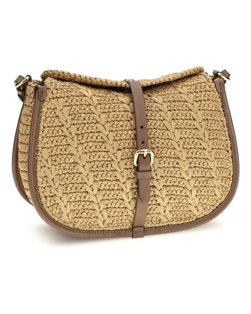 Etro Women's Raffia Crochet Pony Shoulder Bag Y0412 Beige