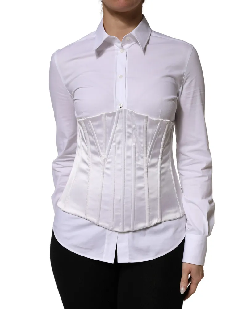 Dolce & Gabbana Women White Polyamide Waist Cincher Bustier Corset Top White