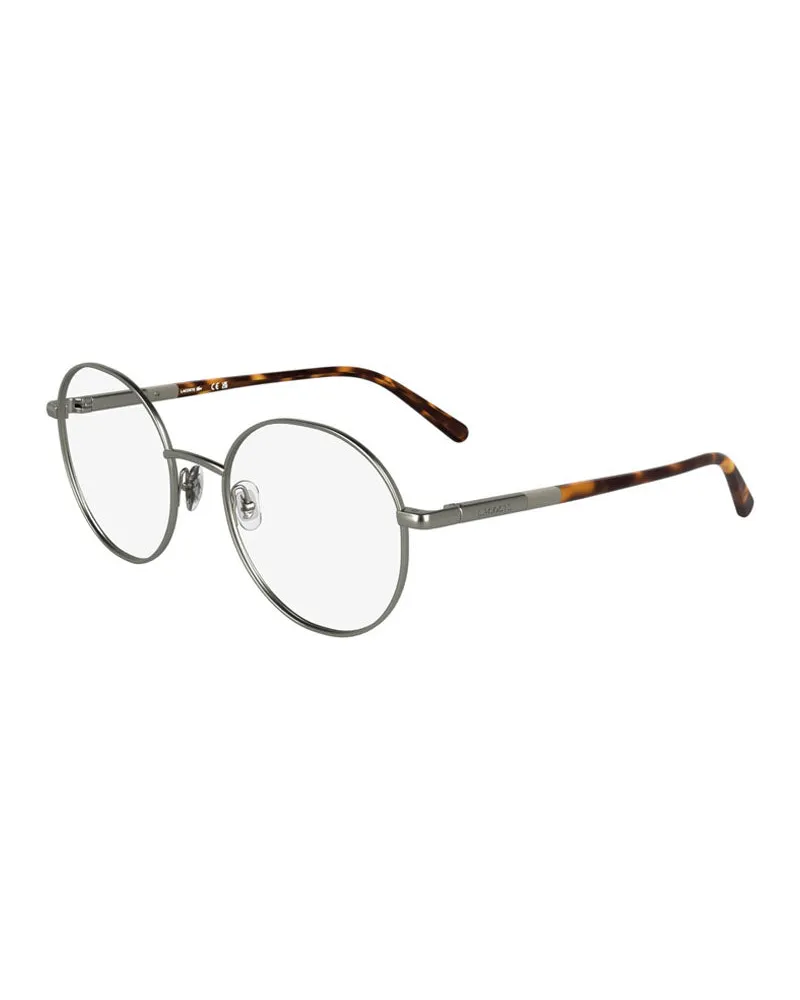 Lacoste Women's Eyeglasses Round Full Rim, Matte Light Gunmetal Frame And Clear Demo Lenses Lens L2310038 Grey Sunglasses Gray