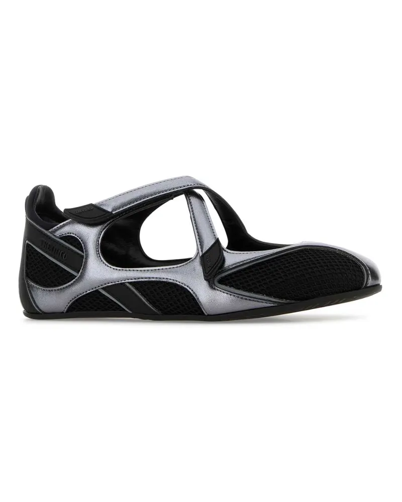 ATTICO Women's Two-Tone Mesh And Synthetic Leather Nomad Ballerinas Black Ballerine Flat Shoes Black