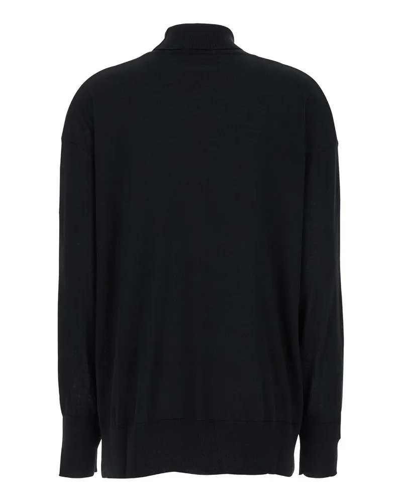 Max Mara Max Mara Virgin Wool High-Neck Sweater — Black Black
