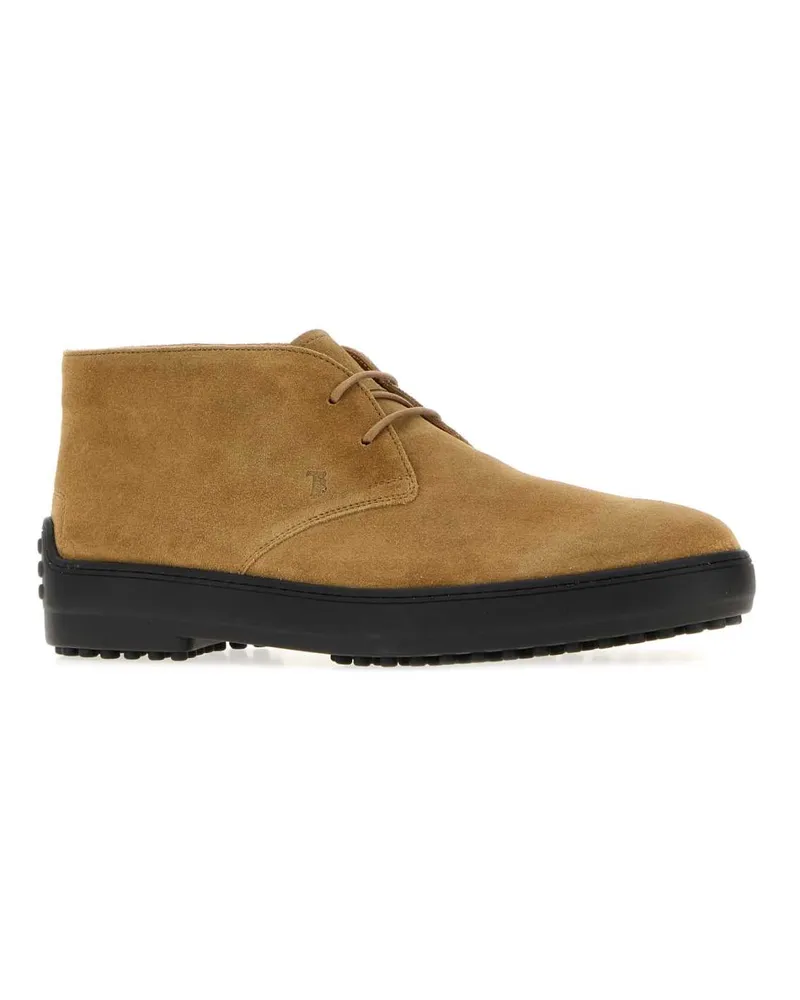 TOD'S Men's Camel Suede Ankle Boots Bronzomedi Scarpe Stringate Lace-up Shoes Camel
