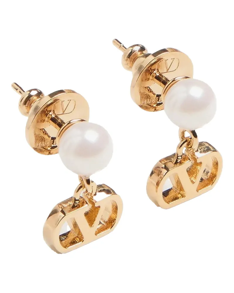 Valentino Garavani Pearl and VLogo Earrings — Gold Gold