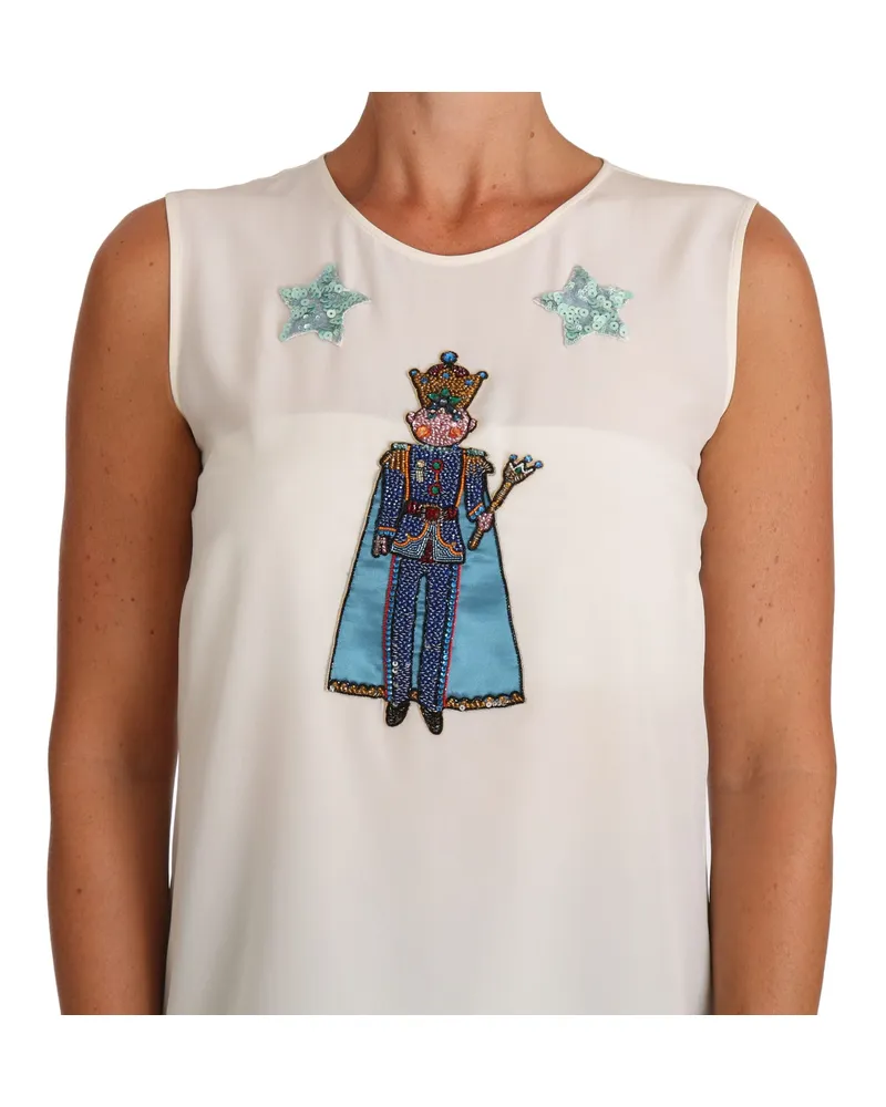 Dolce & Gabbana Women's White Silk Crystal Sequined Fairy T-Shirt White