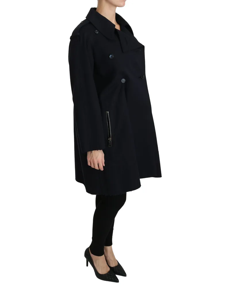Dolce & Gabbana Coat Blue Cotton Women Trench Jacket Clothing Blue