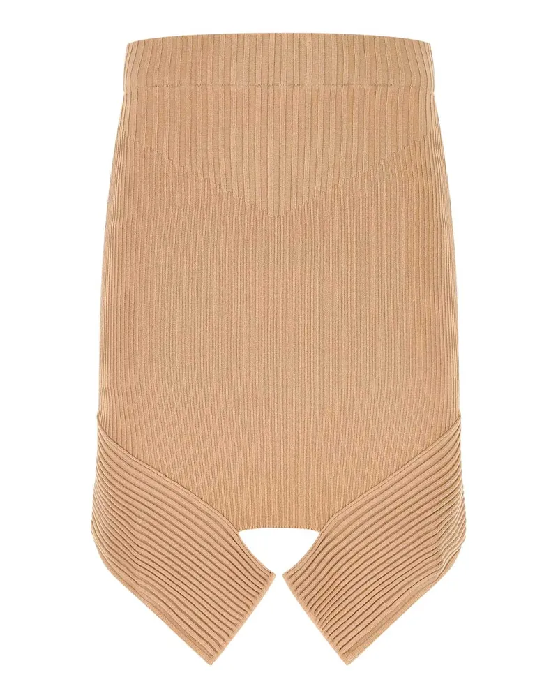 ADAMO Ribbed Viscose Blend Skirt — Beige Beige