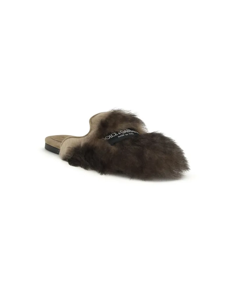 Dolce & Gabbana Women's Gray Lamb Ovis Aries Mules Gray