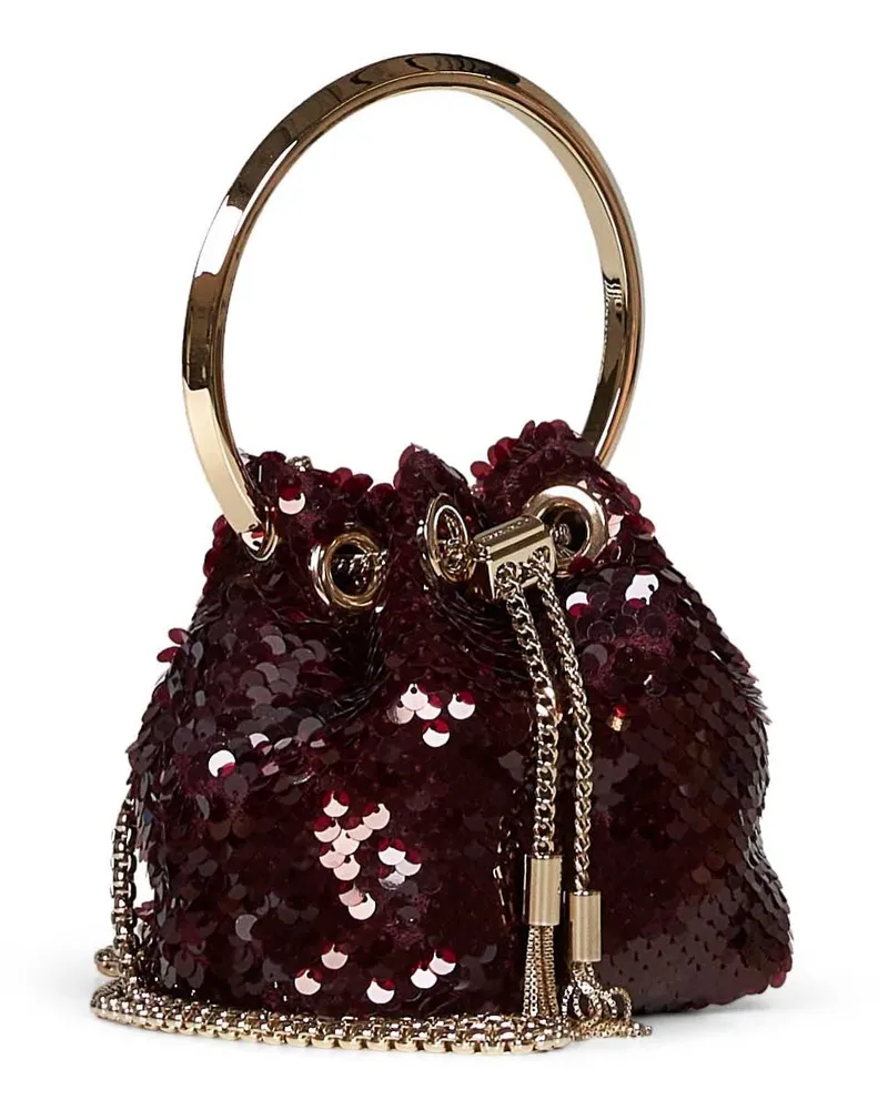 Jimmy Choo Women's Handbag Micro Bon Bordeaux Polyester Bag Burgundy