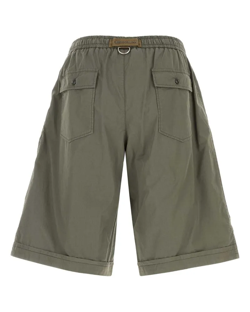 Dolce & Gabbana Men's Olive Green Poplin Bermuda Shorts Grigioscuro4 Exterior: Cotton Green