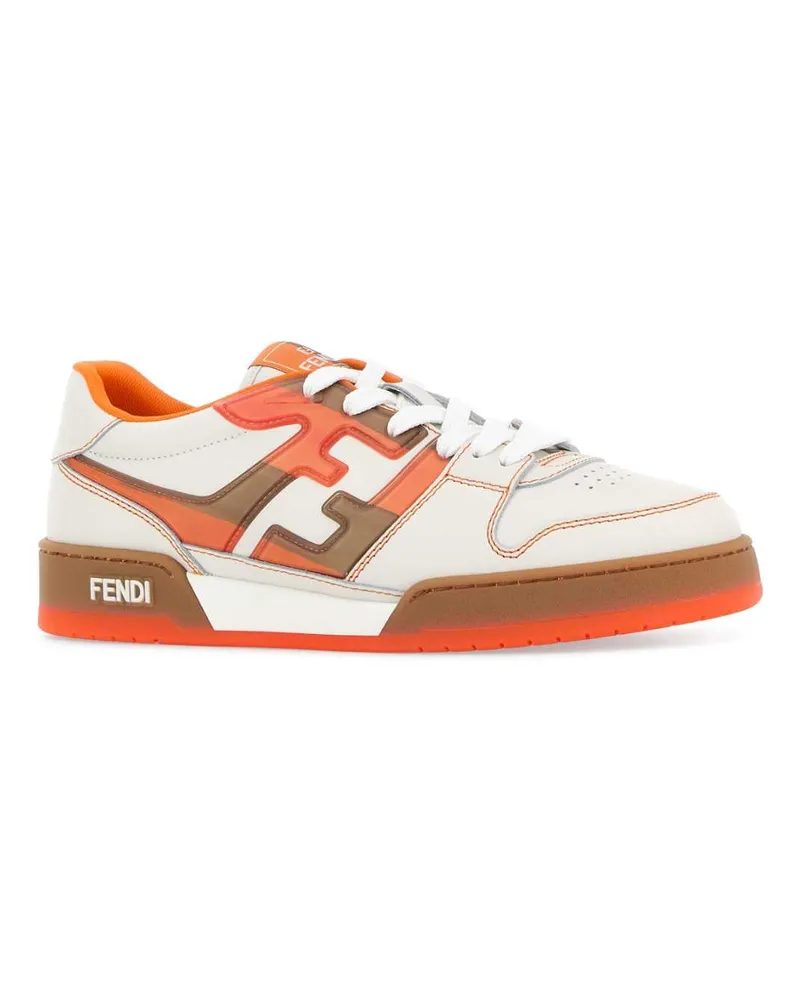 Fendi Men's Multicolor Leather  Match Sneakers White Orange Multicolor