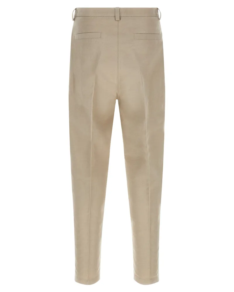 Brunello Cucinelli Panama Cotton-Linen Trousers — Beige Beige