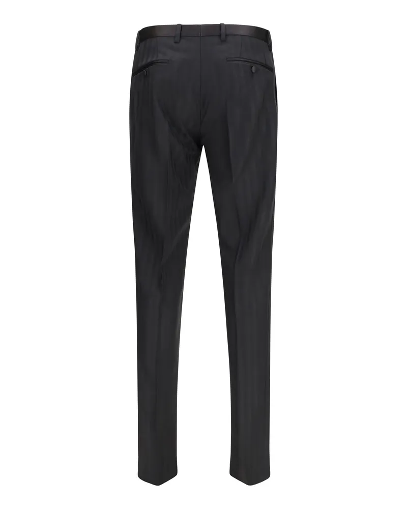 Dolce & Gabbana Men's Striped Pants Nero Trousers Black