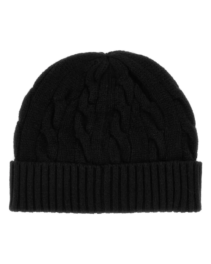 Ralph Lauren SWEATER-HAT Wool Blend Cable-Knit Beanie — Black Black