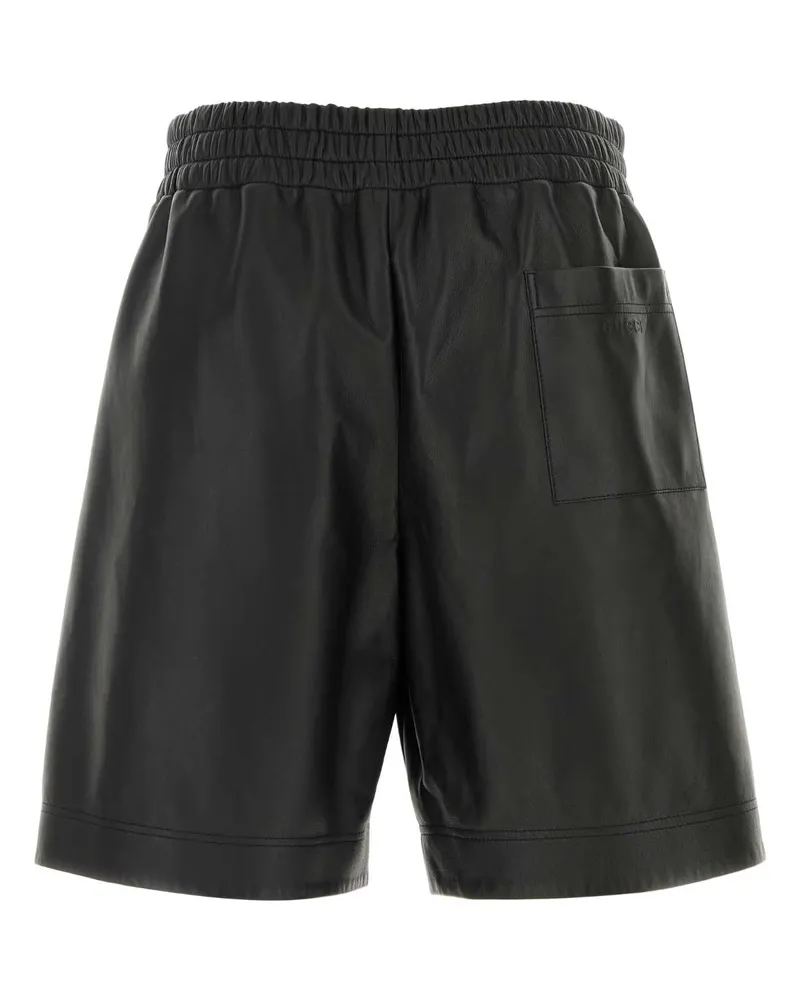 Gucci Men's Black Leather Bermuda Shorts Lamb Skint Cotton Black