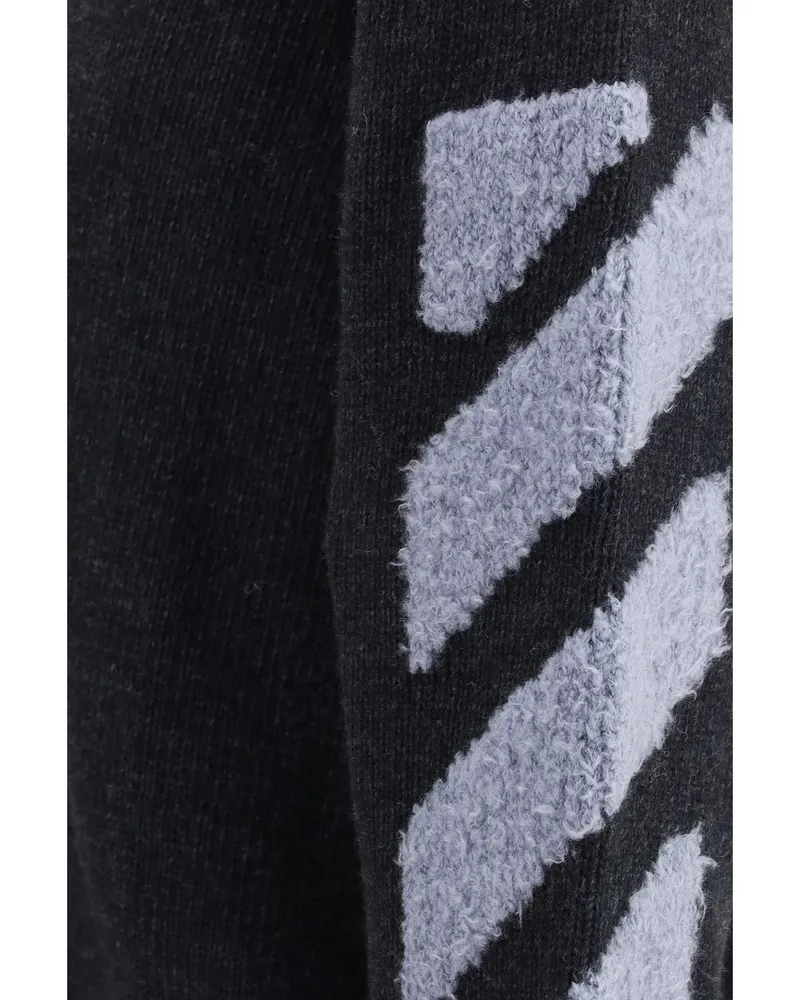 OFF-WHITE Men's Crewneck Sweater Diag Fuzzy Anthracite Wool (ovis Aries Gray