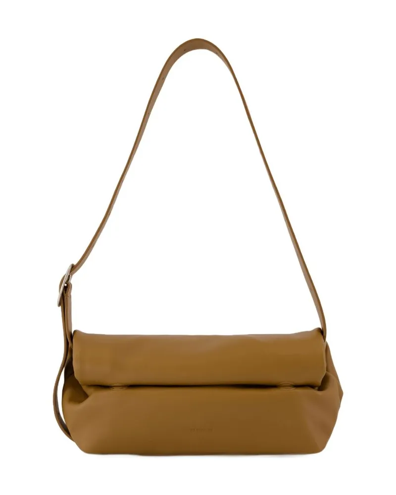 Jil Sander Women's Rollup Small Square Belt Shoulder Bag -  Leather Khaki Calfskin Crossbodies Khaki