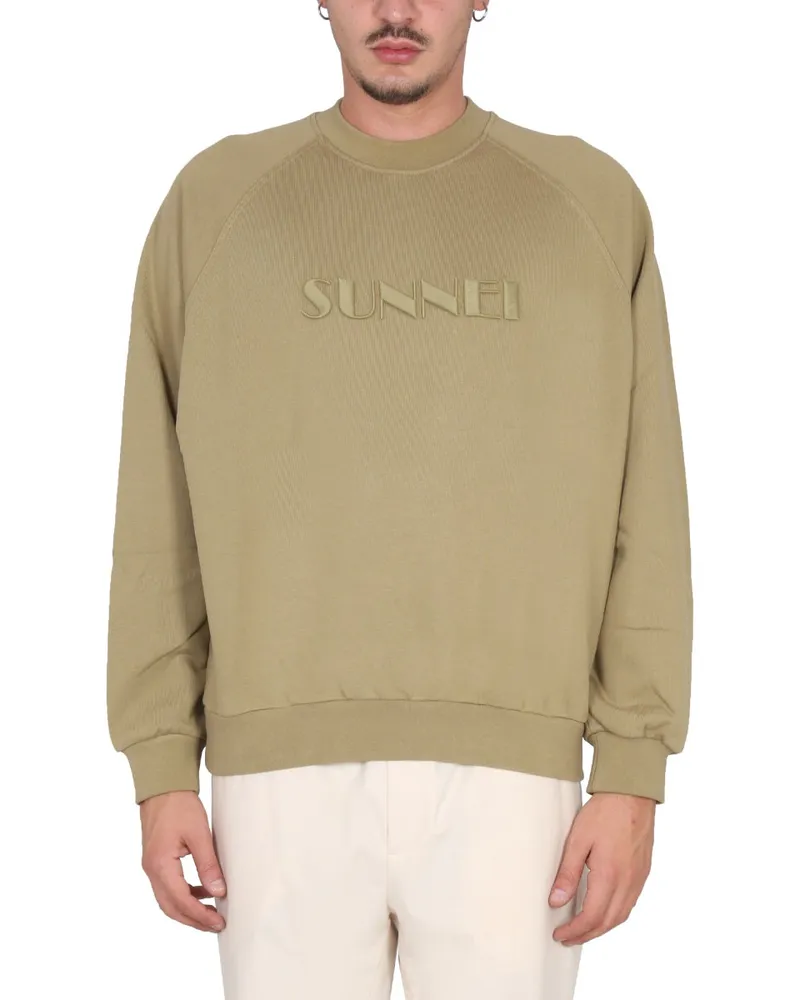 SUNNEI Logo-Embroidered Cotton Sweatshirt — Beige Beige