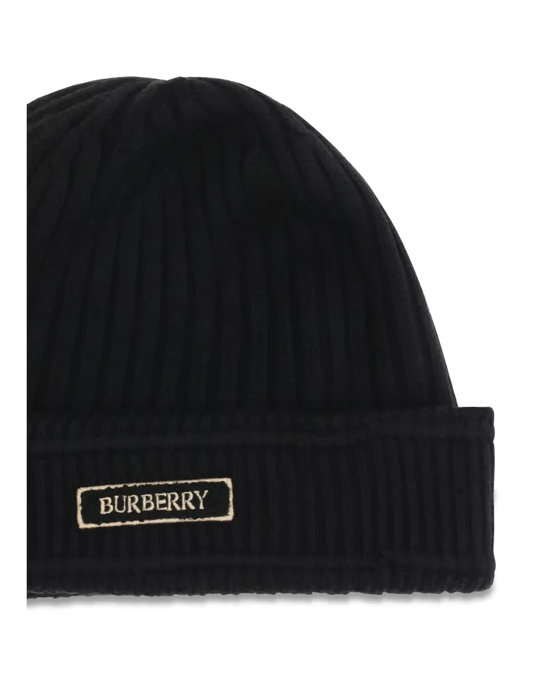 Burberry Men's Wool Beanie Black Merino Hat Black