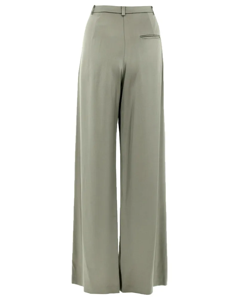 ALYSI Wide-Leg Satin Trousers — Green Green