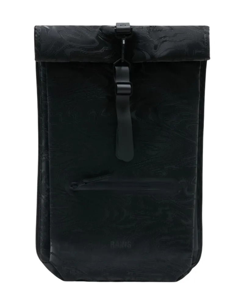 RAINS Unisex Rolltop W3 Backpack -  Synthetic Black Bags Backpacks Black