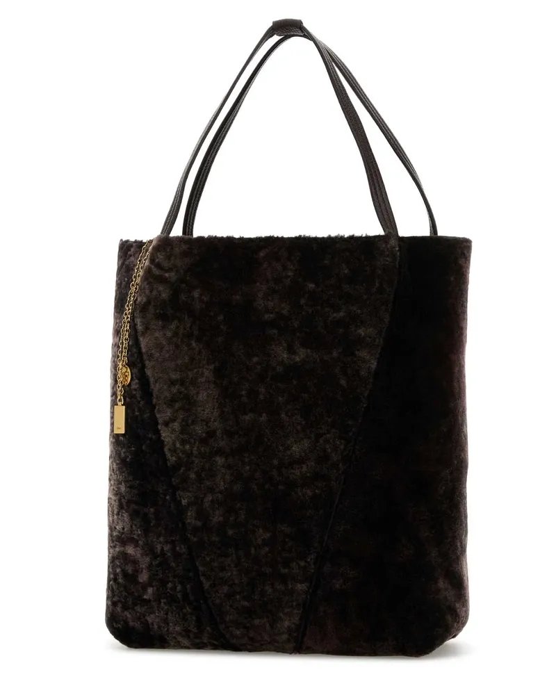 Chloé Women's Dark Brown Shearling Large Chloã¨ Spin Shopping Bag Kohlbrown Borse A Mano Brown