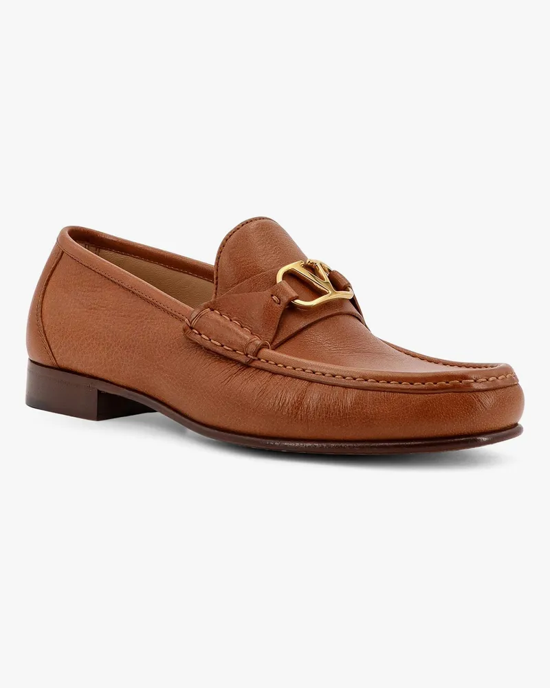 Valentino Garavani Men's Loafers Vlogo Leather Brown Brown