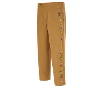Men's Beige Cotton Casual Pants