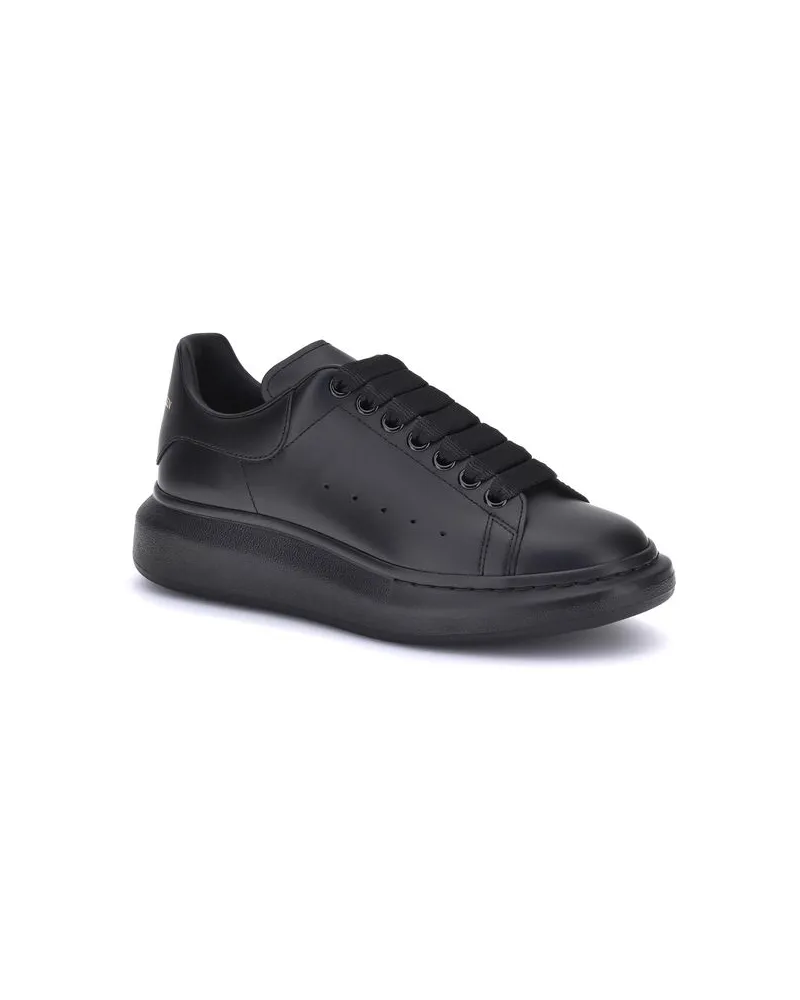 Alexander McQueen Men's Black Calf Leather Bos Taurus Platform Sneakers Black