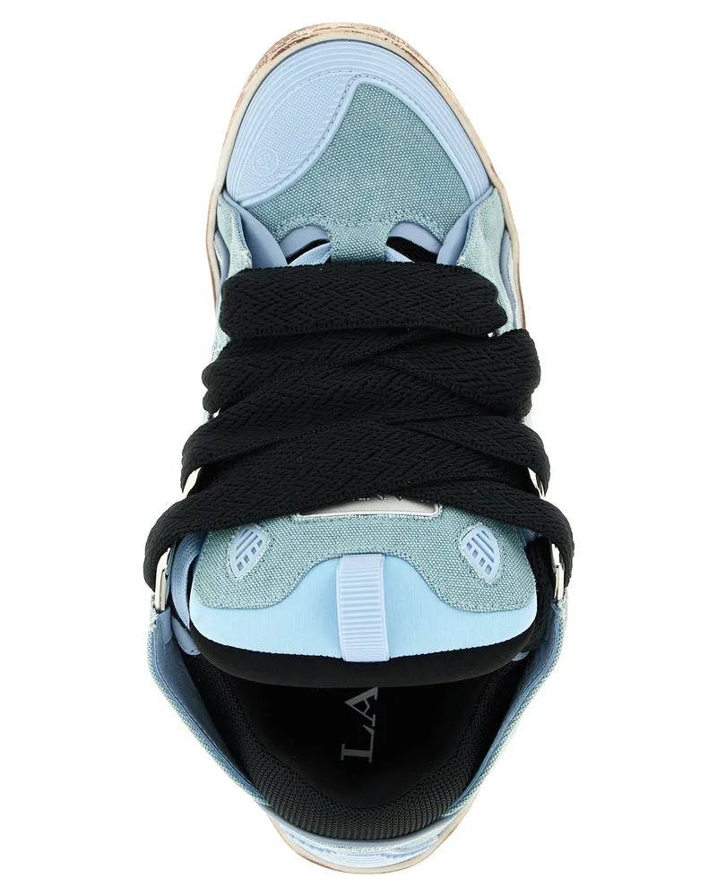 Lanvin Men's Blue Cotton Athletic Sneakers Blue