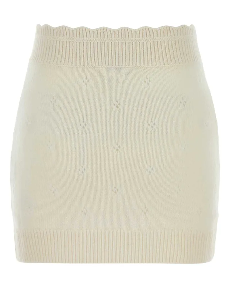 Chloé Women's White Wool Blend Mini Skirt Iconicmilk Exterior: Cashmere Gonne White