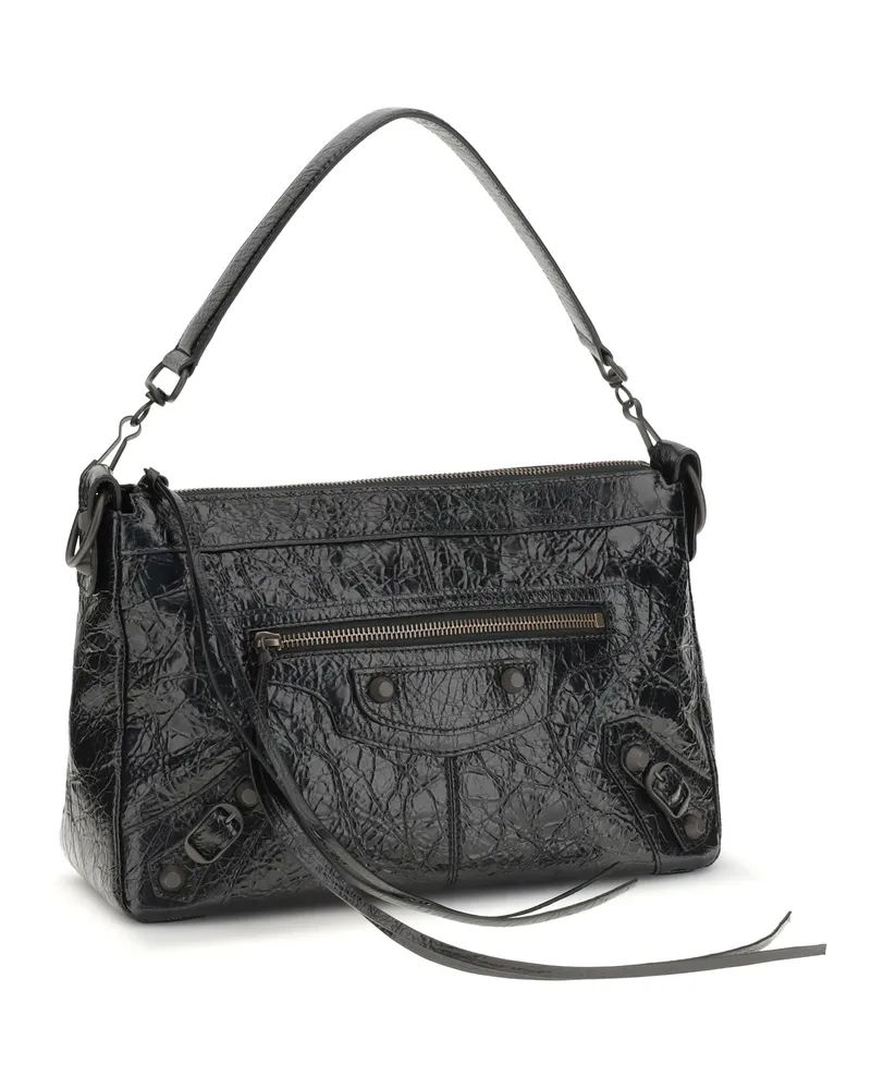 Balenciaga Men's Le City Moto Small Shoulder Bag Black Lamb Ovis Aries Black