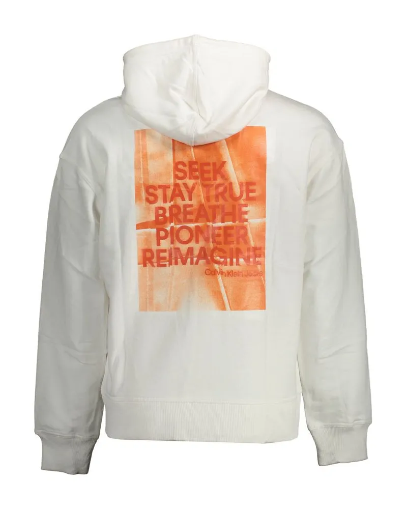 Calvin Klein Logo Cotton Hoodie — White White
