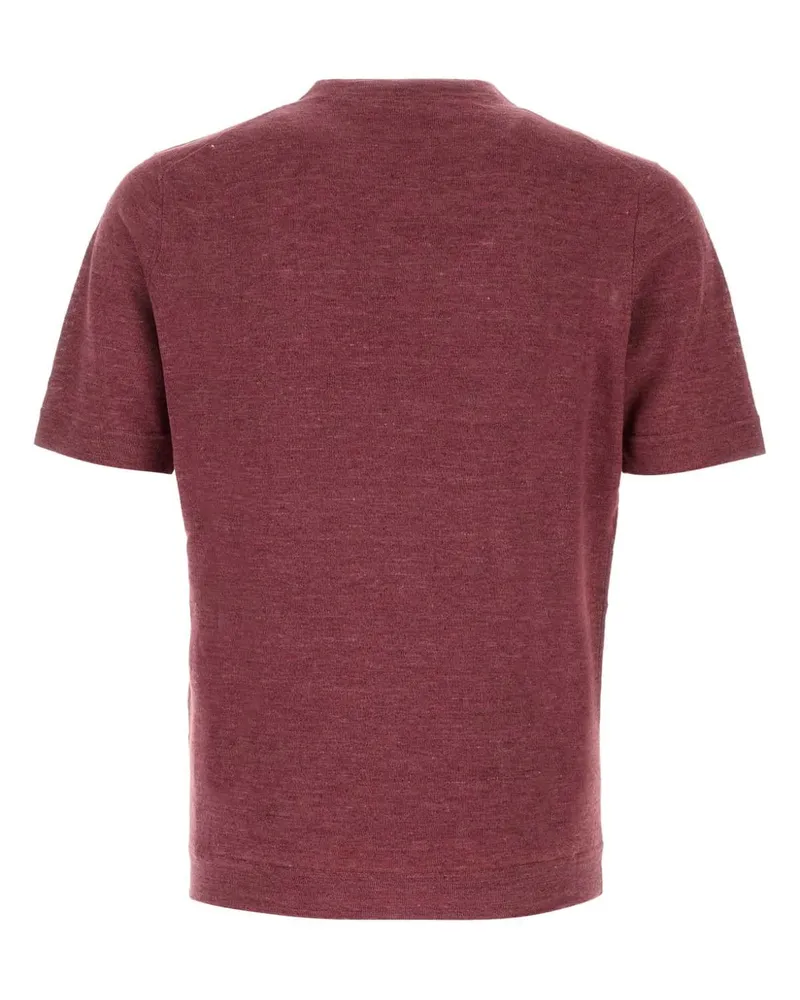 Brunello Cucinelli Men's Sweater Purple Linen Cotton Purple