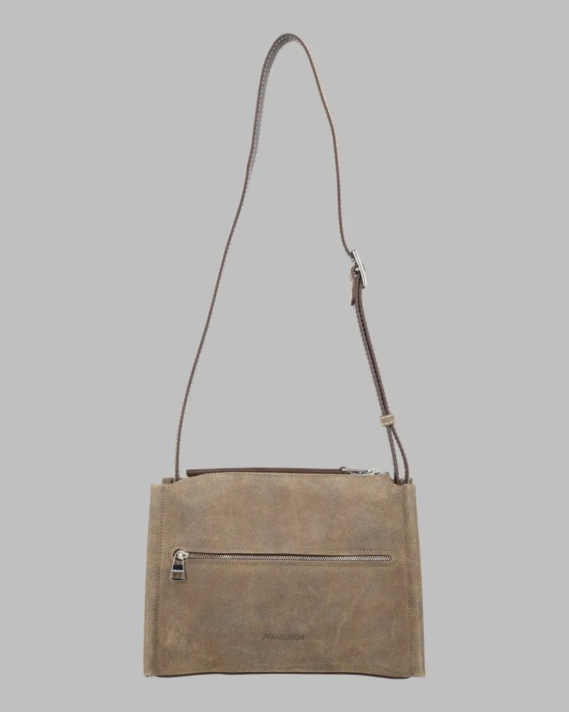 J.W.Anderson Messenger Loafer Suede Shoulder Bag — Beige Beige